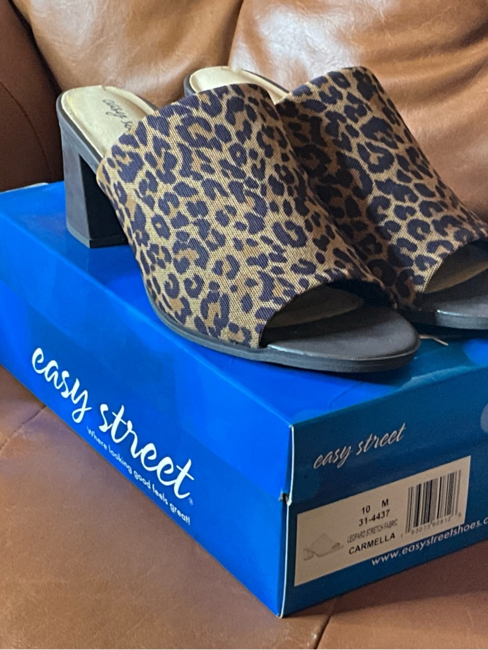 Easy Street Women's Carmella Stretch Fabric Mules, Leopard Size 10 M